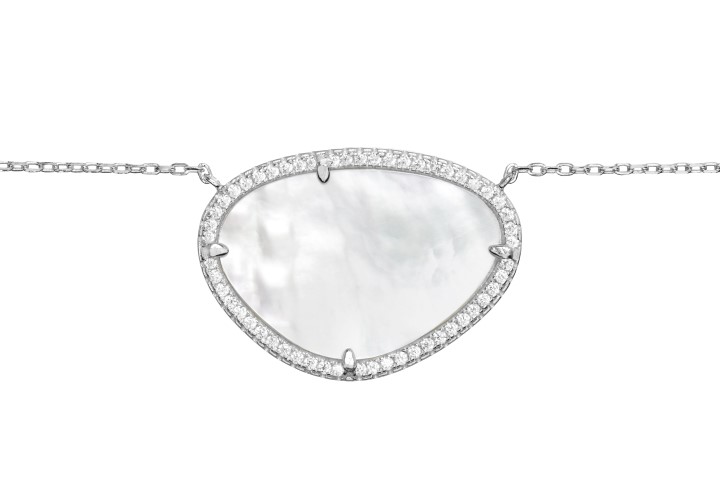 Silver 925 cz mop necklace 38+5cm rose gold plated