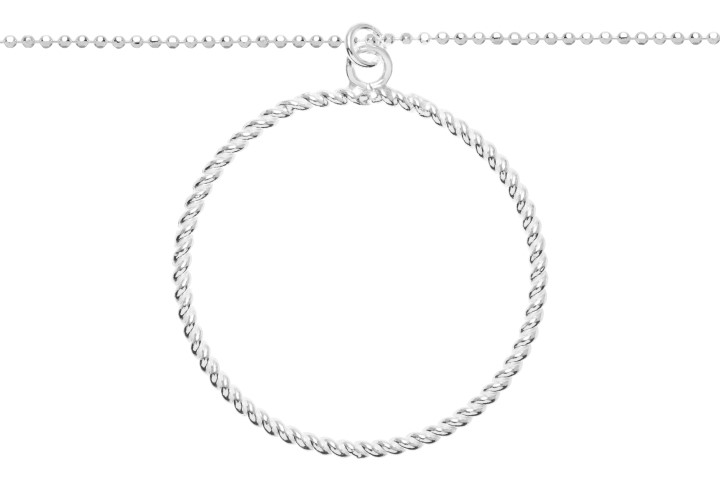 Collar plata 925 anilla grande cadena bolitas 