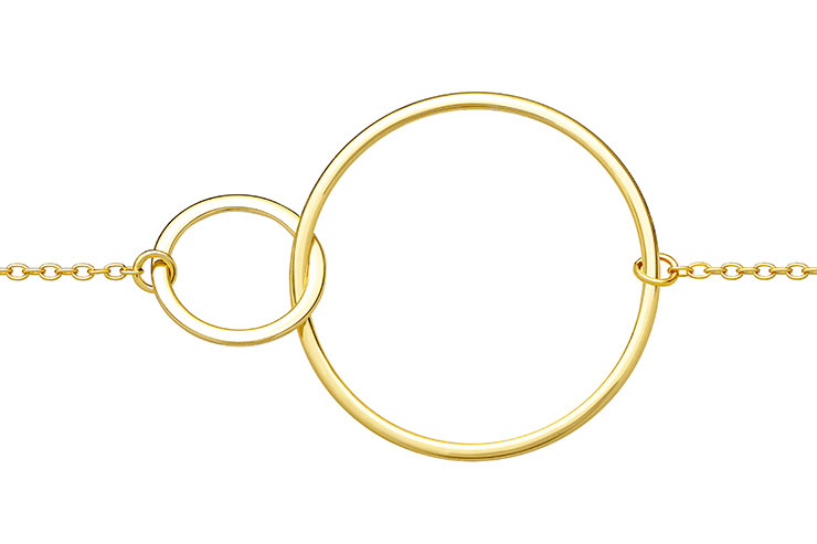 Collar plata 925 circulo grande y pequeño extensión dos anillas