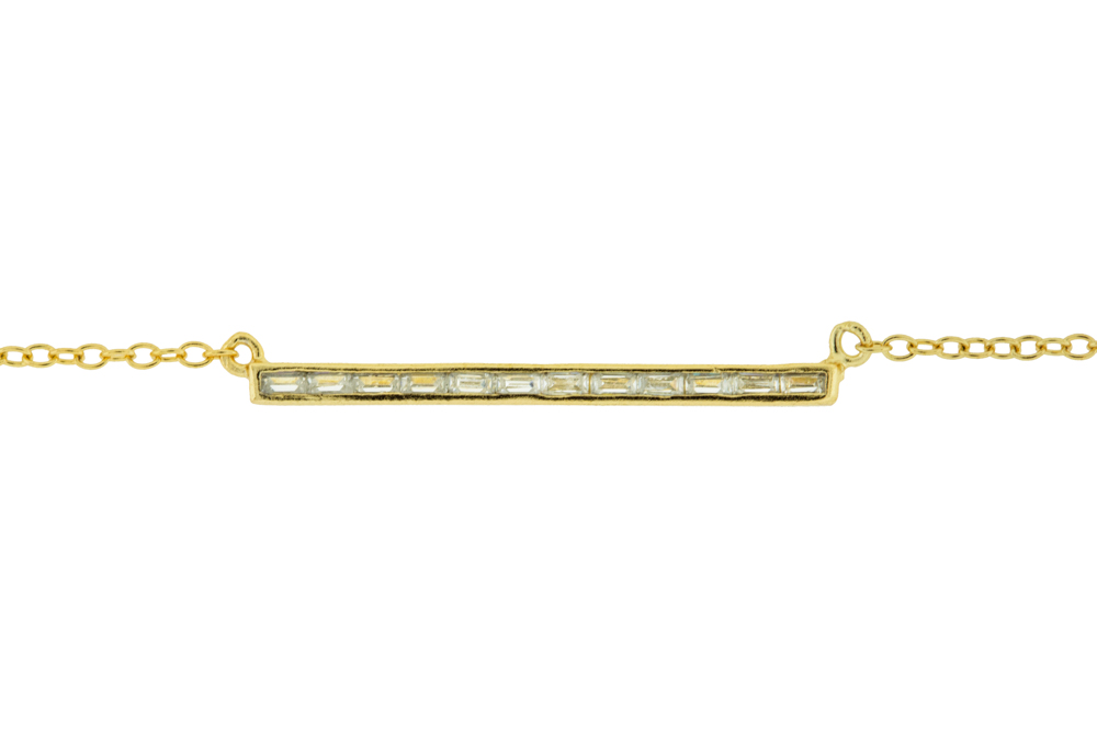 [09825C382ZBL] Silver 925 cz necklace 38+5cm rhodium (Gold plated)