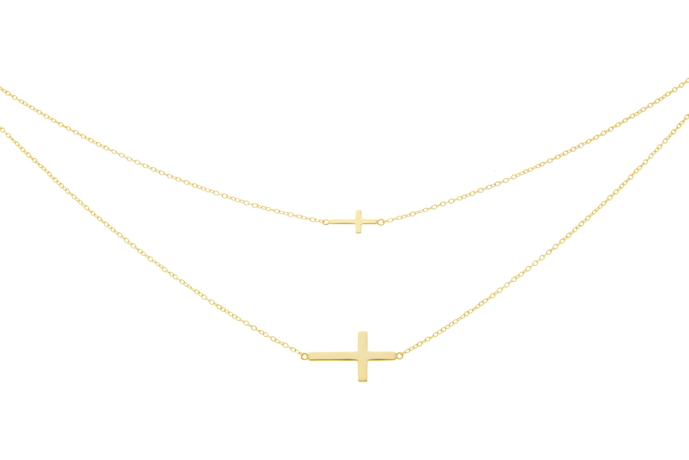 Collar plata 925 dos cruces apaisadas 