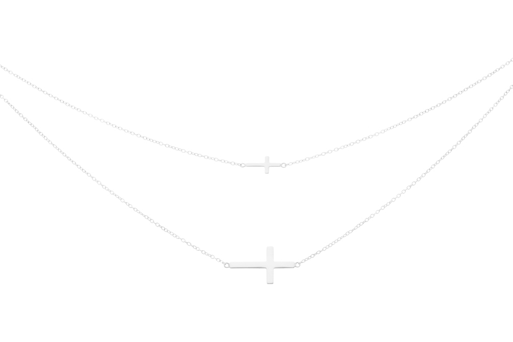 Collar plata 925 dos cruces apaisadas 