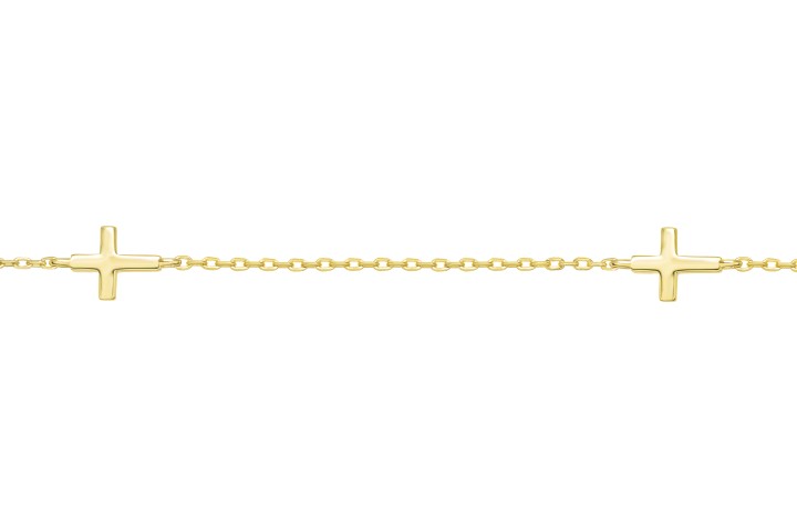 Silver 925 necklace five cross 38+5cm sterling silver