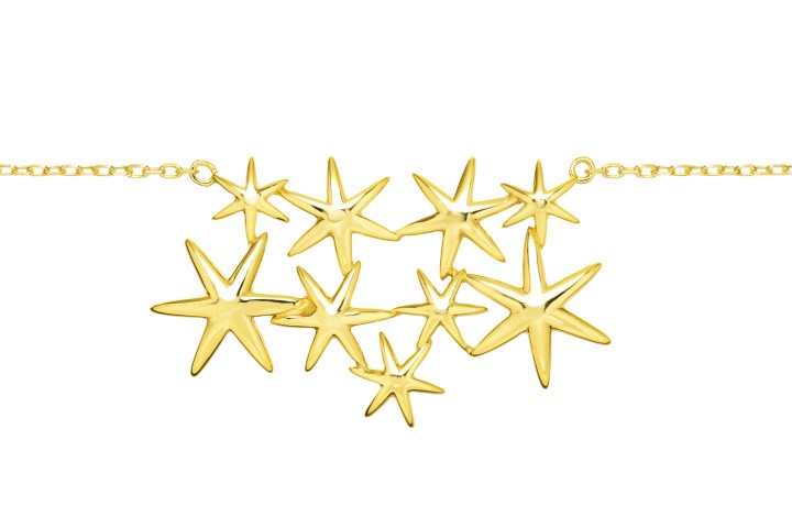 Silver 925 nine stars necklace 38+5cm sterling silver