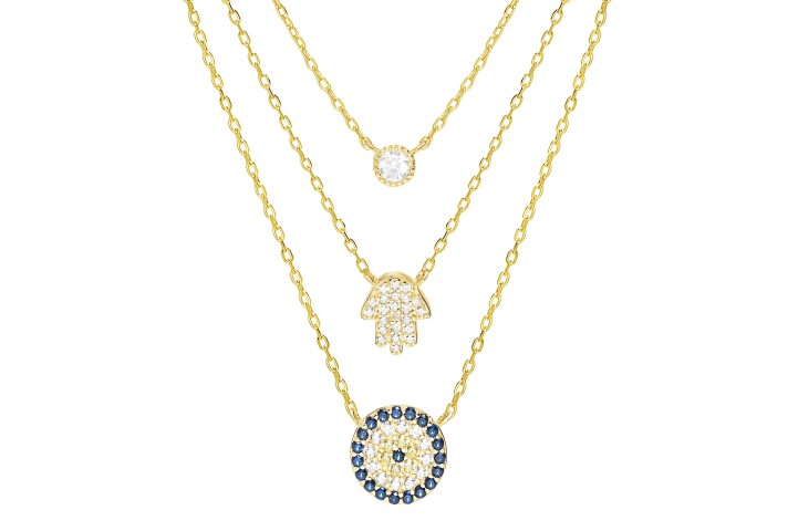 [10001C002ZBL] Silver 925 cz necklace 40+5cm rhodium (Gold plated)