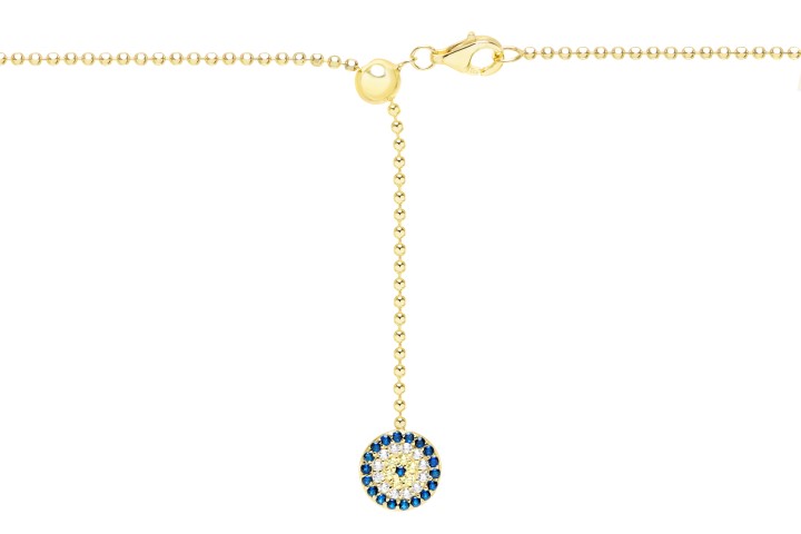 Collar plata 925 cz ojo turco c/cadena corredera 