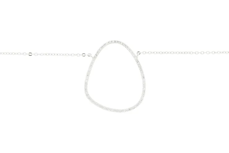 [10043C381ZBL] Silver 925 cz necklace 38+5cm rose gold plated (White, Rhodium plated)