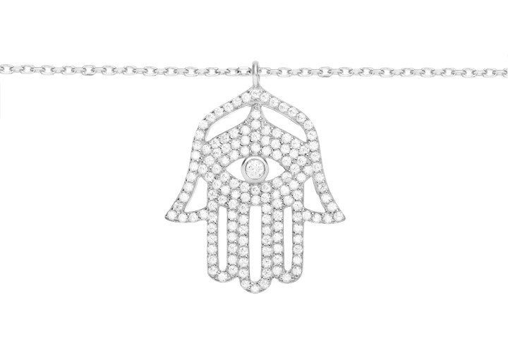 Collar plata 925 zirconita mano fatima 