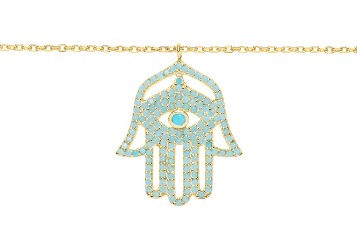 Collar plata 925 zirconita mano fatima 