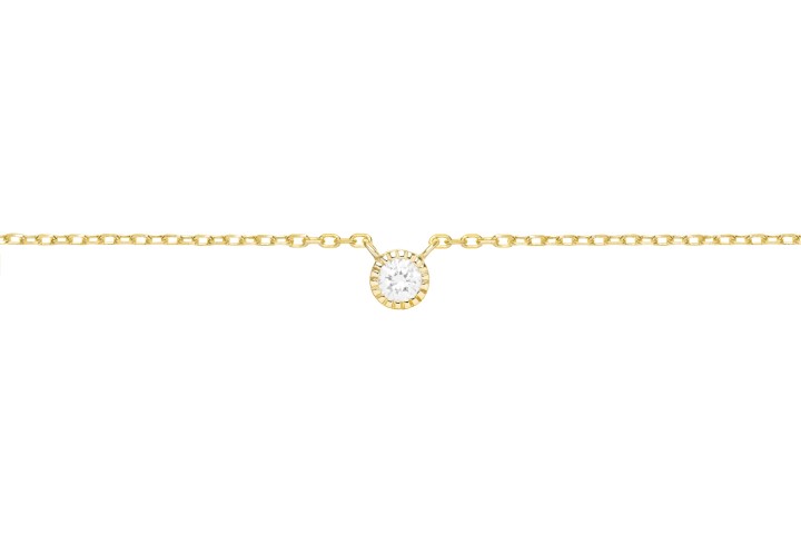 [10257C382ZBL] Silver cz necklace 38+5cm rose gold plated (White, Gold plated)