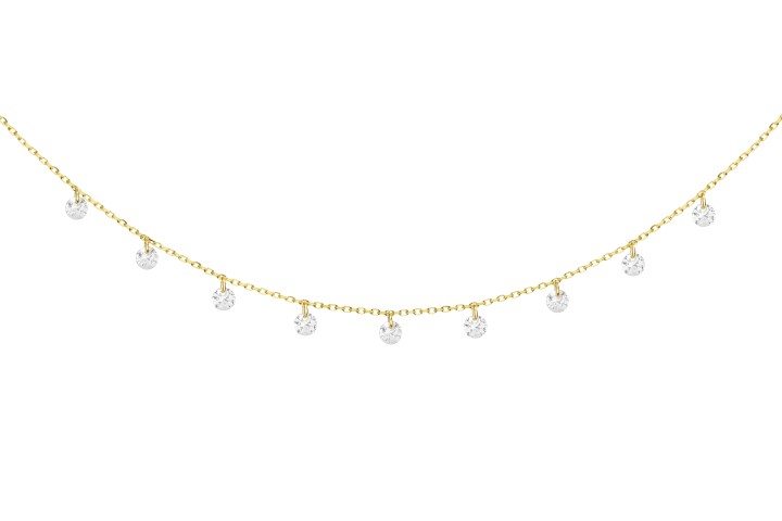 [10275C382ZBL] Silver 925 cz necklace 38+5cm rose gold plated (White, Gold plated)