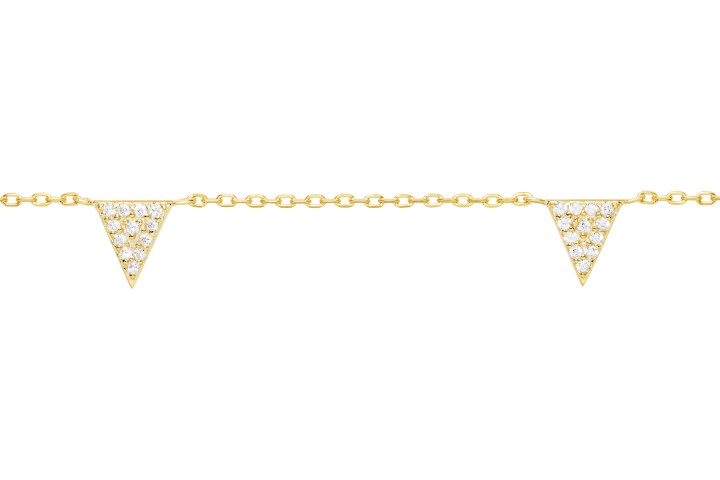 [10413C382ZBL] Silver 925 triangle cz necklac 38+5cm rhodium (Gold plated)