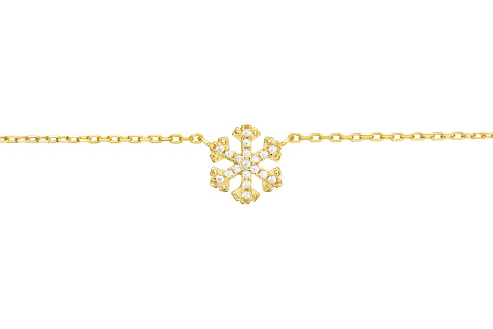 [10580C382ZBL] Silver 925 snowflake cz neckla 38+5cm rhodium (Gold plated)