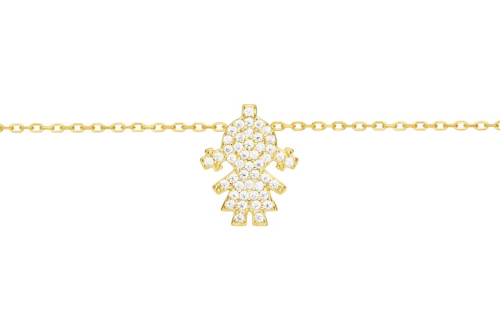 [10600C382ZBL] Collar plata 925 con zirconita niña  (Blanca, Oro)