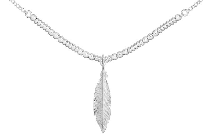 Silver 925 feather necklace 38+5cm sterling silver