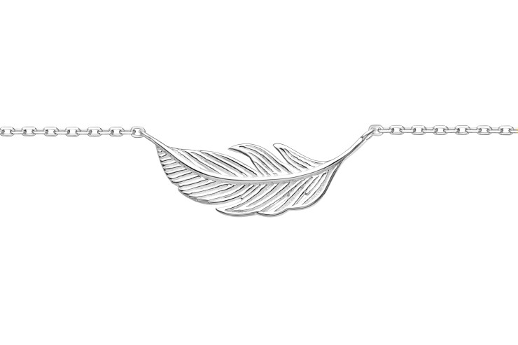 Silver 925 feather necklace 38+5cm sterling silver