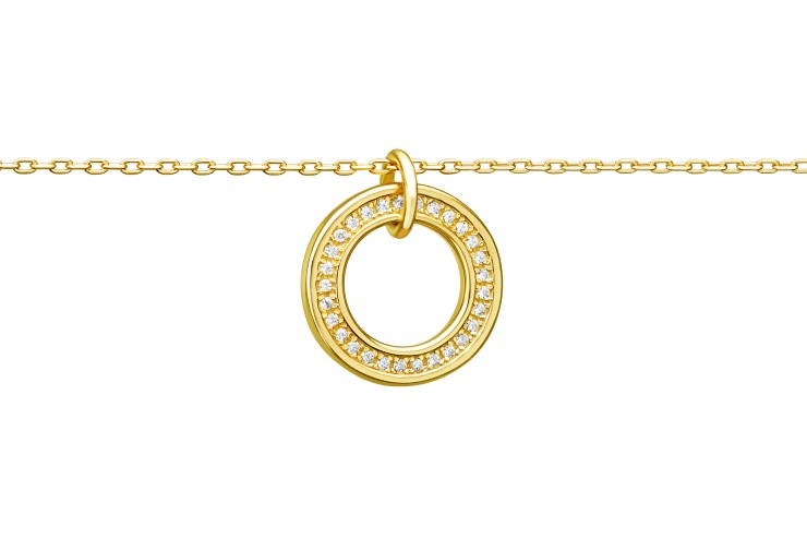 [10702C382ZBL] Collar plata 925 zirconita círculo (Oro)