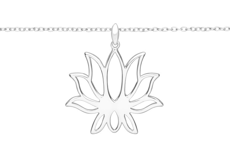Silver 925  necklace lotus flo 40+5cm sterling silver