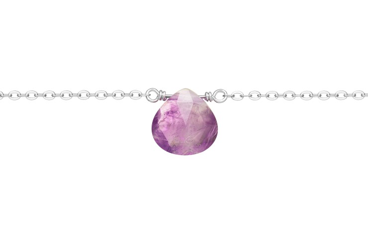 [10722C380RAM] Silver 925 necklace semi preci 38+5cm sterling silver (Semiprecious stone, Amethyst, Sterling silver)
