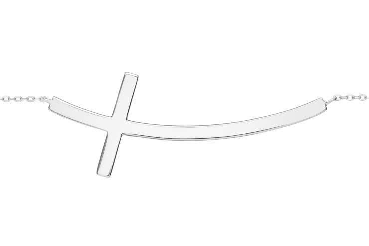 [10861C3800PL] Collar plata 925 cruz apaisada  (Plata)