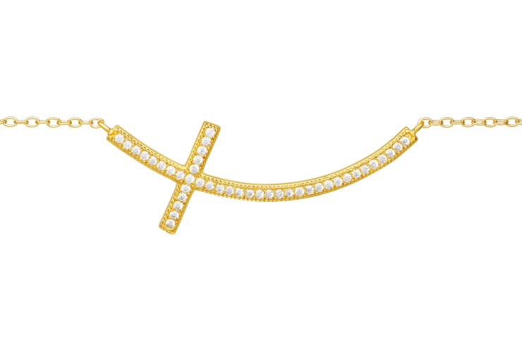 Collar plata 925 con zirconita cruz apaisada 