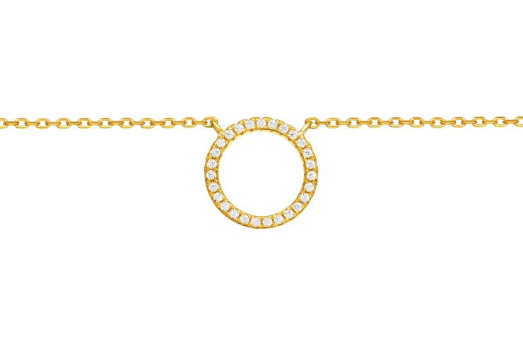 [10891C382ZBL] Sterling silver zirconia circle necklace (White, Gold plated)