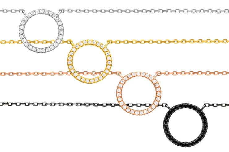 Sterling silver zirconia circle necklace