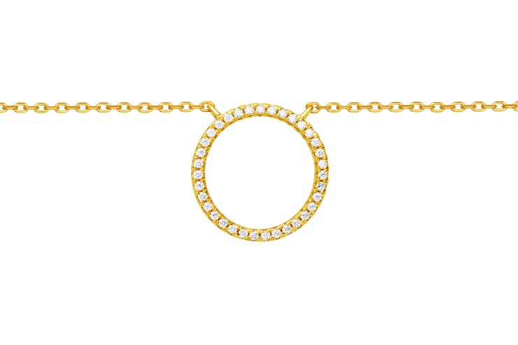 [10892C382ZBL] Silver 925 cz necklace 38+5cm rutenium plated (White, Gold plated)
