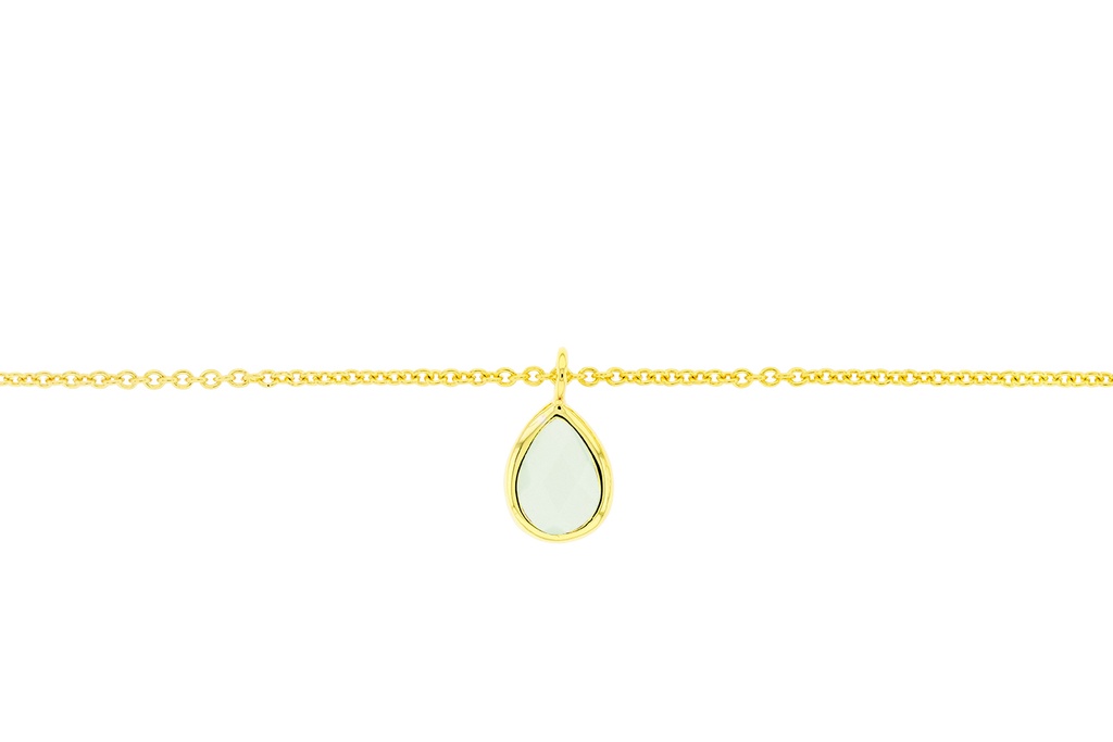 Silver 925 necklace semi preci 38+5cm rhodium