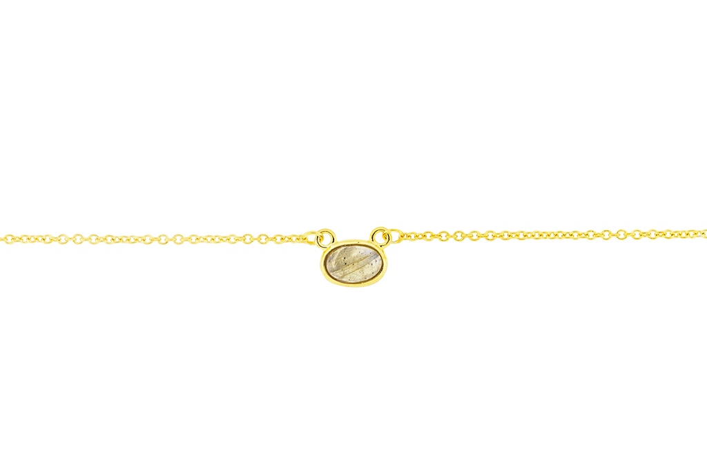 [11113C382RLB] Silver 925 necklace semi preci 38+5cm rhodium (Semiprecious stone, Labradorite, Gold plated)