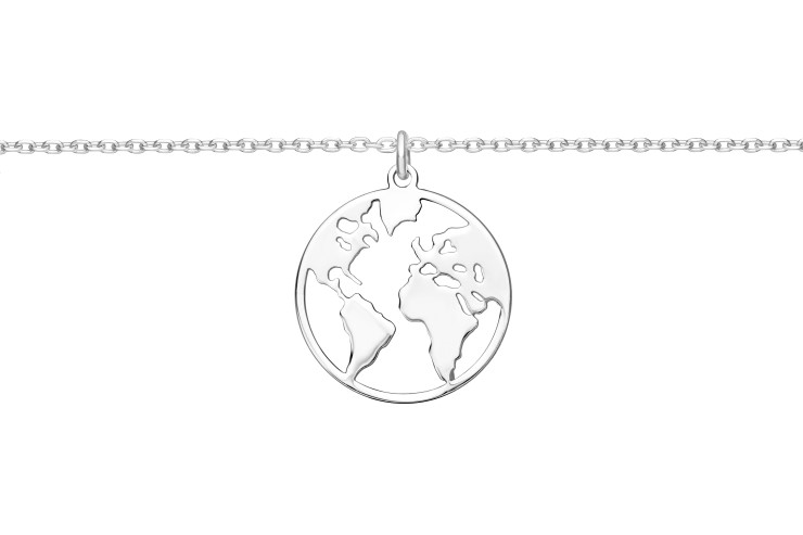 Collar plata 925 mapa del mundo peq.