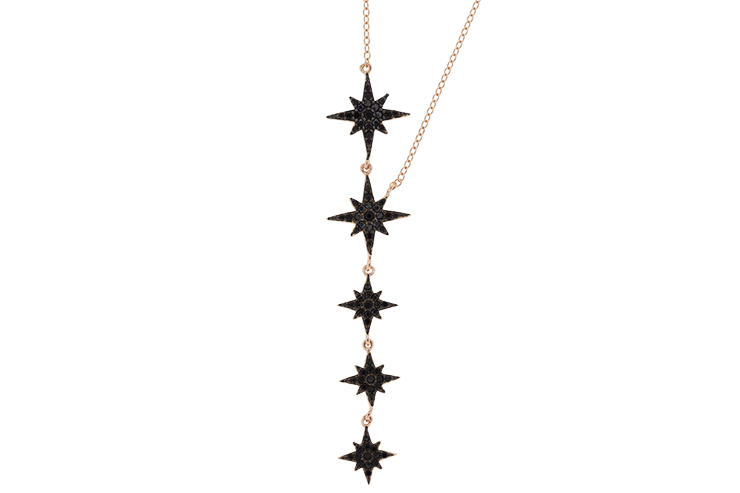 [11274C383ZNE] Collar plata 925 rosa de los vientos  (Negro)