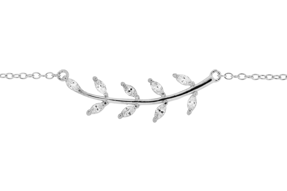 [11275C381ZBL] Silver 925 cz necklace 38+5cm rhodium (White, Rhodium plated)