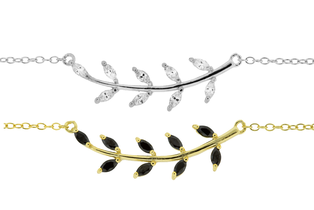 Collar plata 925 hojas 