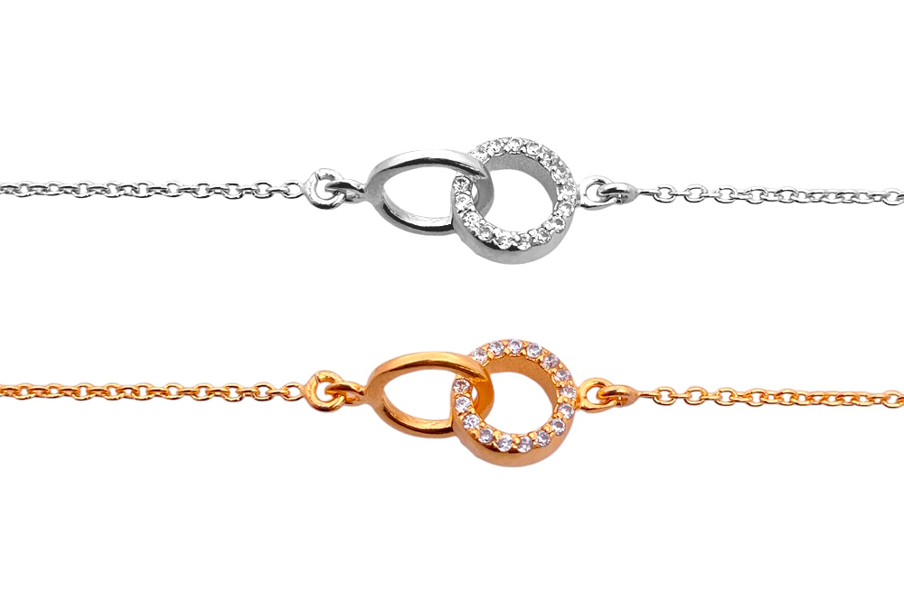 [11276N38A5ZBLDO] Collar plata 925 dos circulos (Oro)