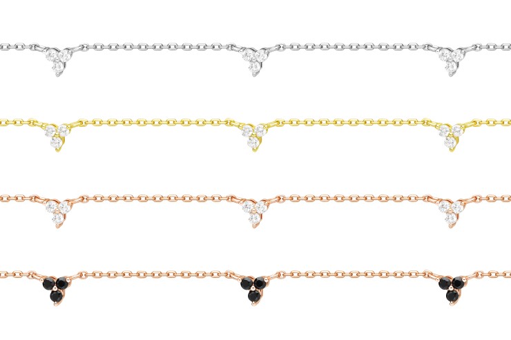 Silver 925  cz necklace 38+5cm rose gold plated