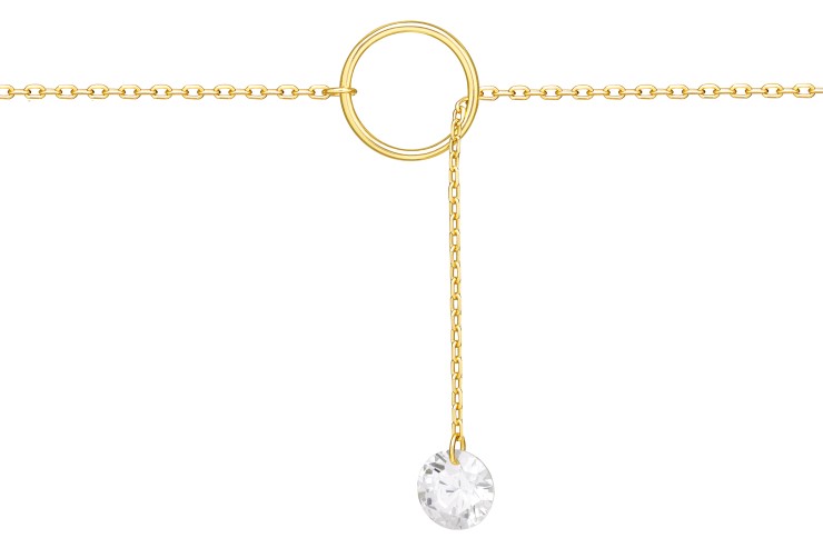 [11340C382ZBL] Collar plata 925 zirconita circulo (Oro)