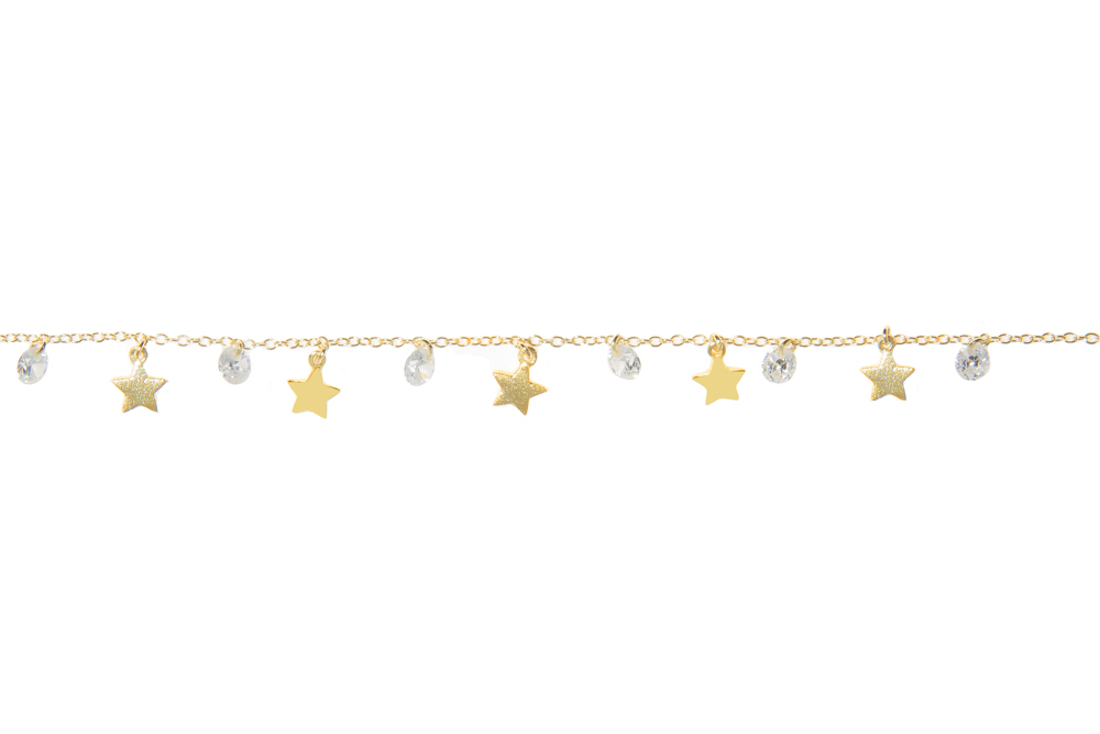[11462C382ZBL] Collar plata 925 zirconitas y estrellas mate  (Oro)