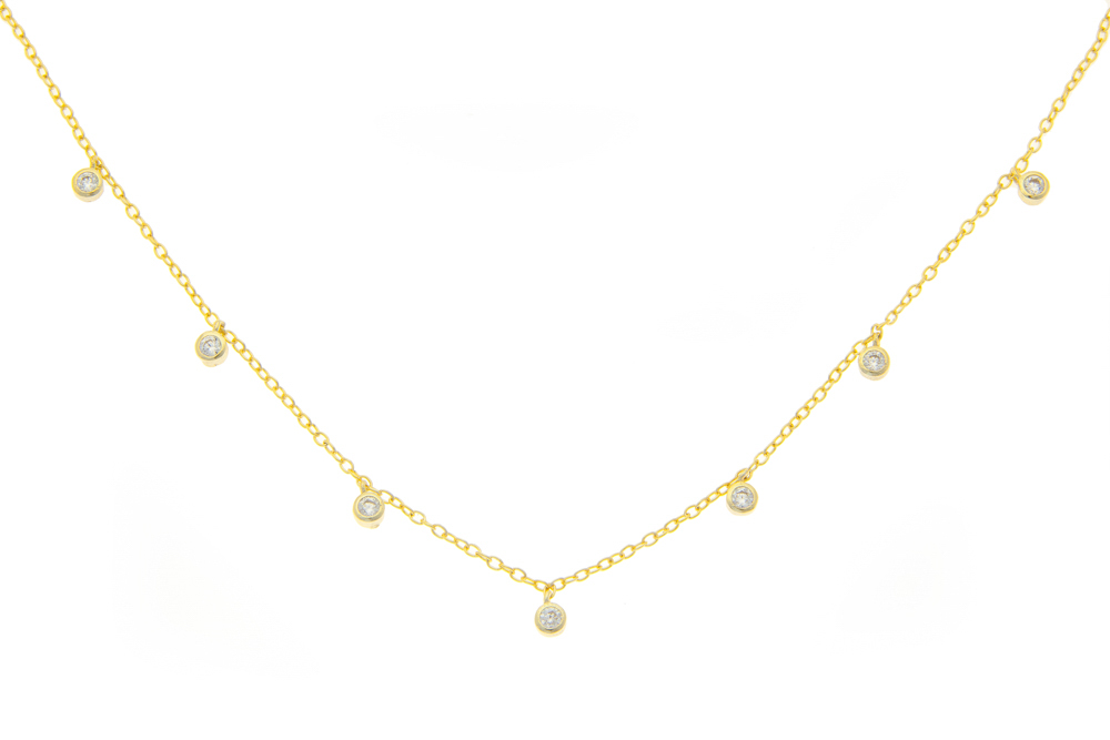 [11463C302ZBL] Silver 925 cz necklace (Gold plated)
