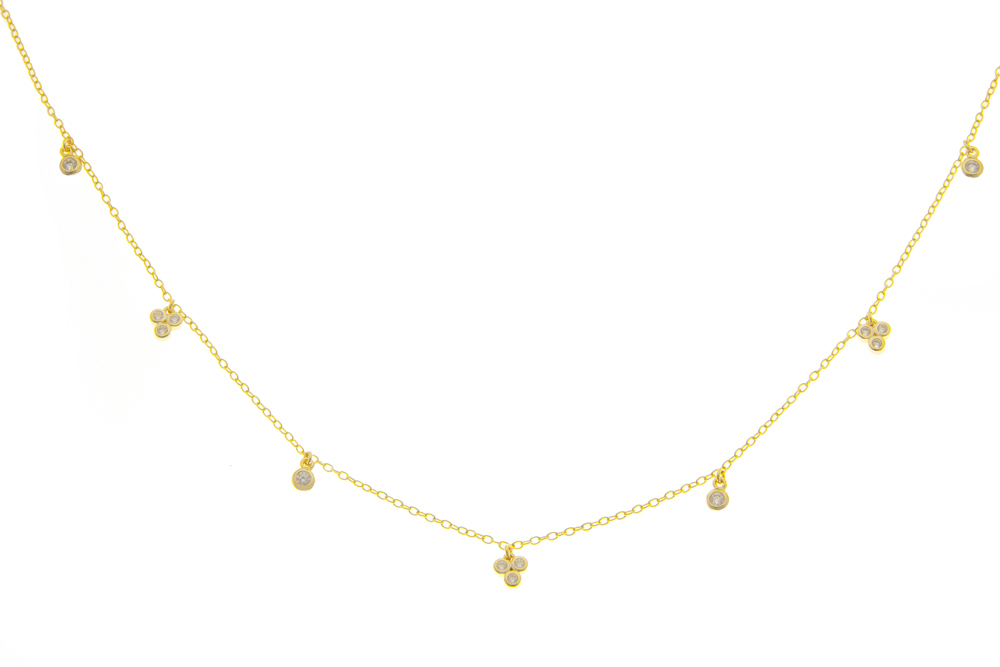 [11466C302ZBL] Silver 925 cz necklace (Gold plated)