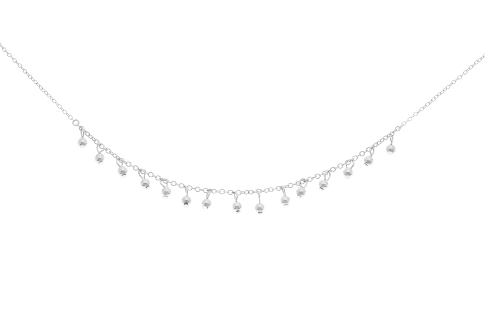 Silver 925 beads necklace 38+5cm sterling silver