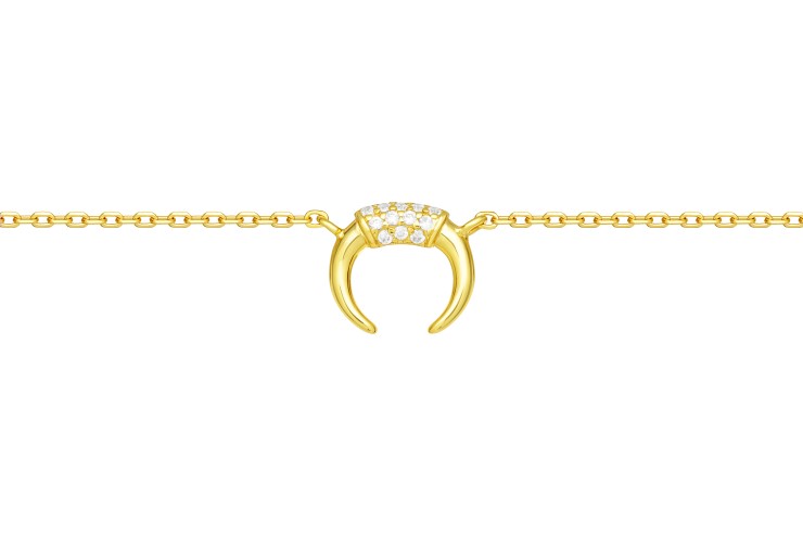 [11715C382ZBL] Silver 925 cz necklace 38+5cm rose gold plated (Gold plated)