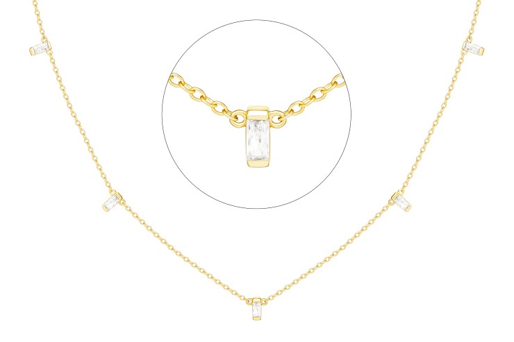 Silver 925 cz necklace 38+5cm rhodium