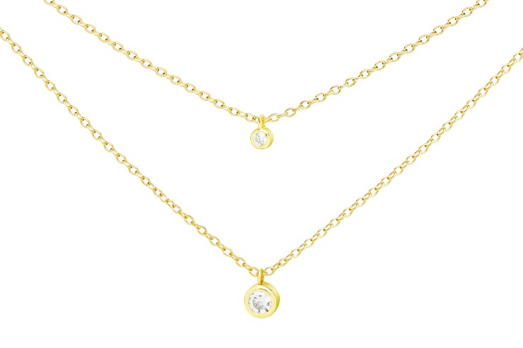 Silver 925 cz necklace 38+5cm rhodium