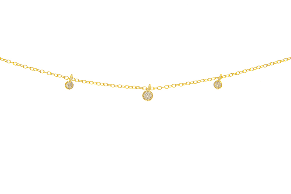 Silver 925 cz necklace 38+5cm rhodium