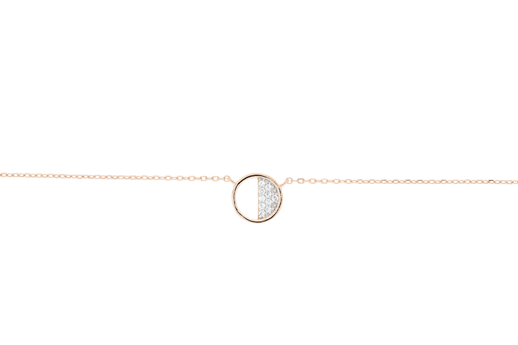 Silver 925 cz necklace 38+5cm rose gold plated