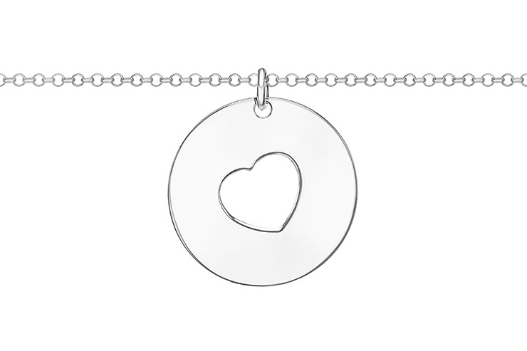Collar plata 925 placa calada corazon 