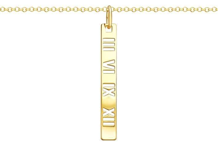 Collar plata 925 placa rectangular nros.romanos 