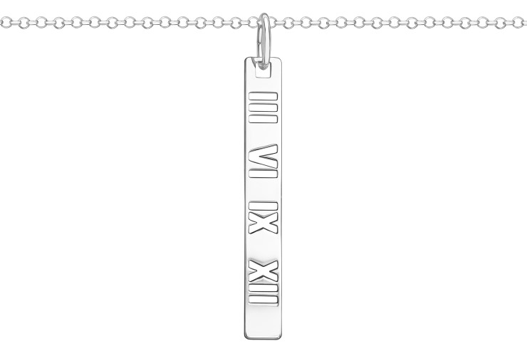 Collar plata 925 placa rectangular nros.romanos 