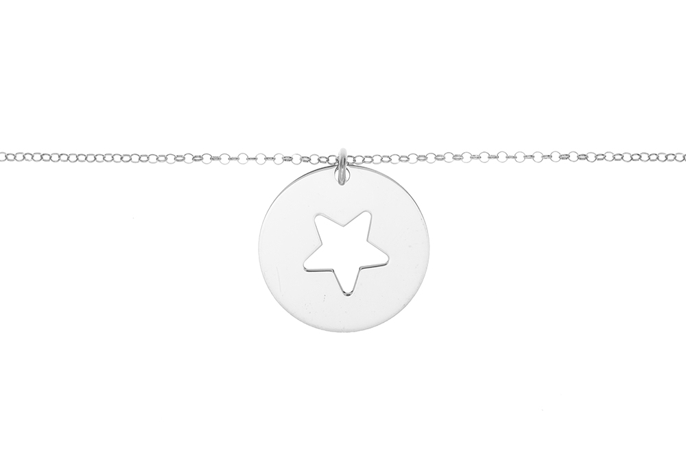 Collar plata 925 placa calada estrella 